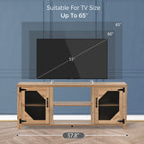 ZNTS Modern TV Stand for 65'' TV with Large Storage Space, 3 Levels Adjustable shelves, Magnetic Cabinet WF302938AAP