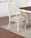 ZNTS White Classic 2pcs Dining Chairs Set Rubberwood Beige Fabric Cushion Seats Slats Backs Dining Room B011120833