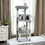 ZNTS Luxury Cat Tree Cat Tower with Sisal Scratching Post, Cozy Condo, Top Perch, Hammock and Dangling 75627847