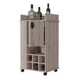 ZNTS Allandale 1-Door Bar Cart with Wine Rack and Casters Light Gray B062111722