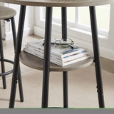 ZNTS Round bar stool set with shelf, upholstered stool with backrest Grey, 23.62'' W x 23.62'' D x W1162101846