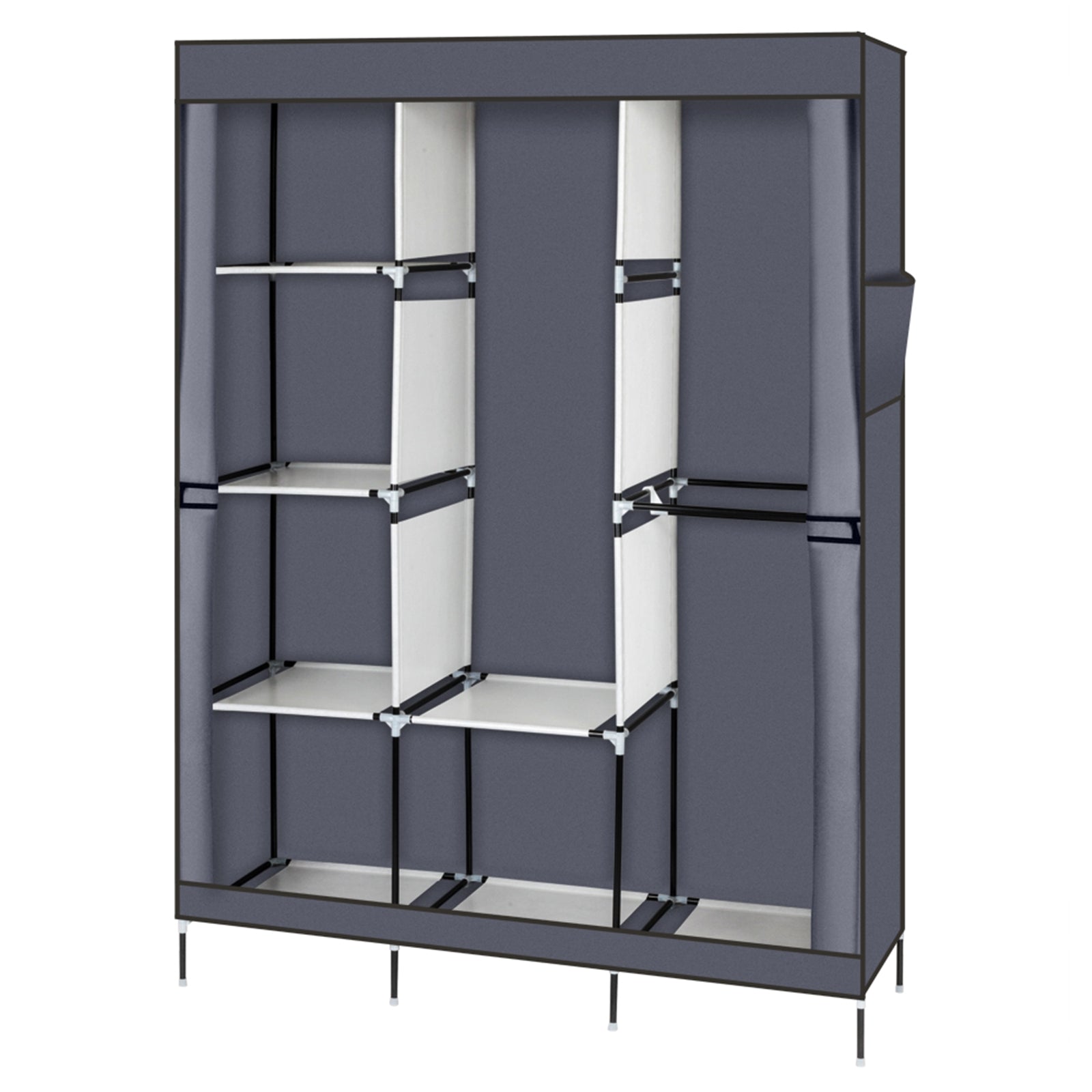 ZNTS 71" Portable Closet Wardrobe Clothes Rack Storage Organizer with Shelf Gray 67325725