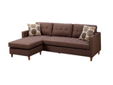 ZNTS Chocolate Polyfiber Sectional Sofa Living Room Furniture Reversible Chaise Couch Pillows Tufted Back B011127927