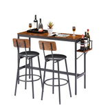 ZNTS Bar Table Set with wine bottle storage rack. Rustic Brown,47.24'' L x 15.75'' W x 35.43'' H. W1162104985