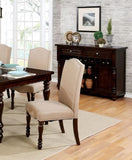 ZNTS Transitional Antique Cherry Beige Set of 2pc Side Chairs Padded Fabric Turned Legs Dining Room B011P152638