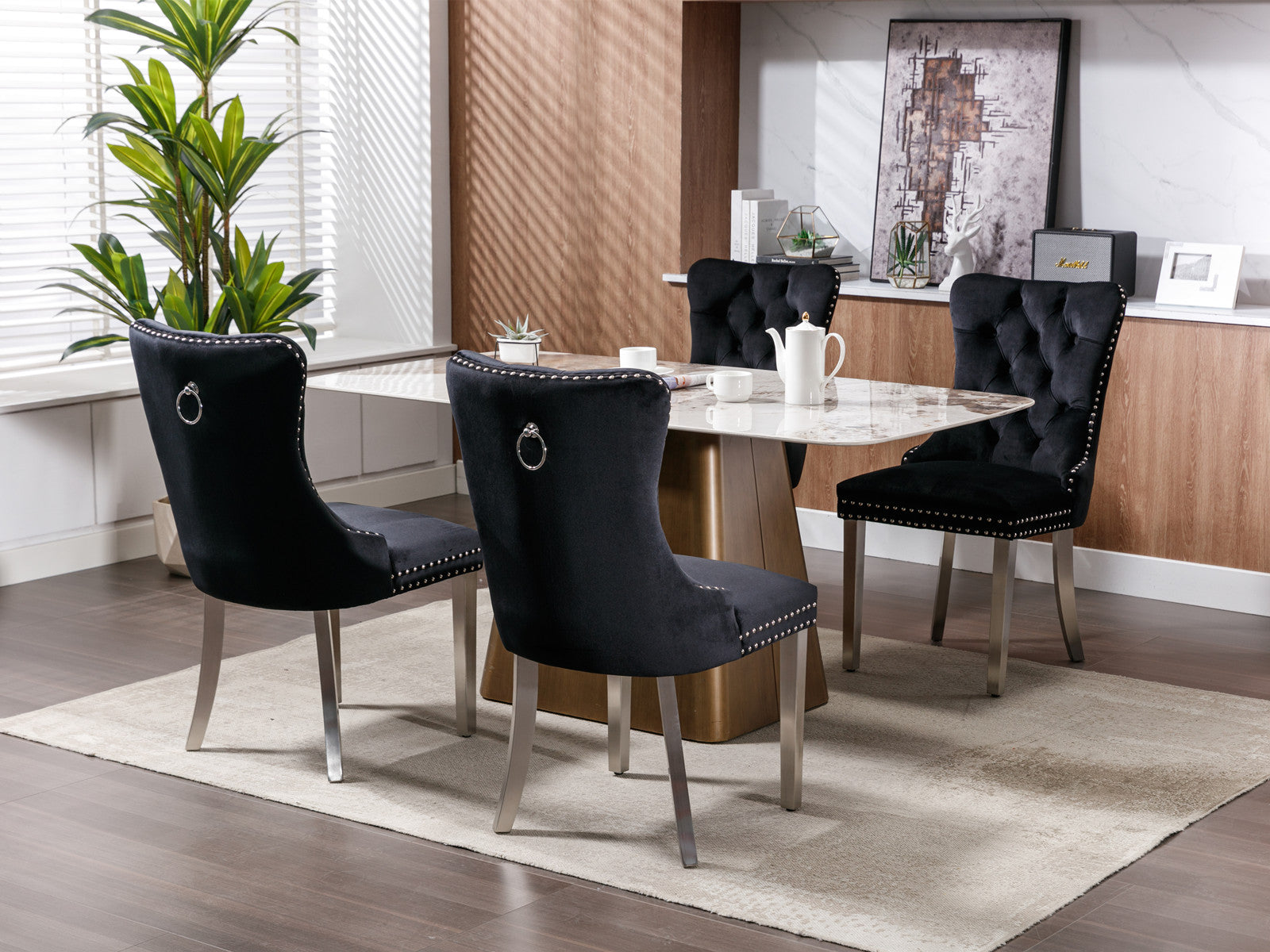 ZNTS Nikki Collection Modern, High-end Tufted Solid Wood Contemporary Velvet Upholstered Dining Chair W114352492