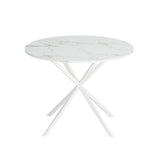 ZNTS 42.13'' Modern Cross Leg Round Dining Table, White Marble Top Occasional Table, Two Piece Removable W757140952