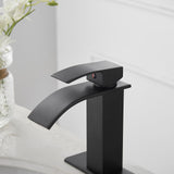 ZNTS Waterfall Single Hole Single-Handle Low-Arc Bathroom Faucet With Pop-up Drain Assembly in Matte W123247221