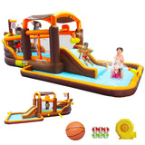 ZNTS Inflatable Big Bounce House Playground Backyard Slide Water Park Bouncer with Cruise ship design W167789960