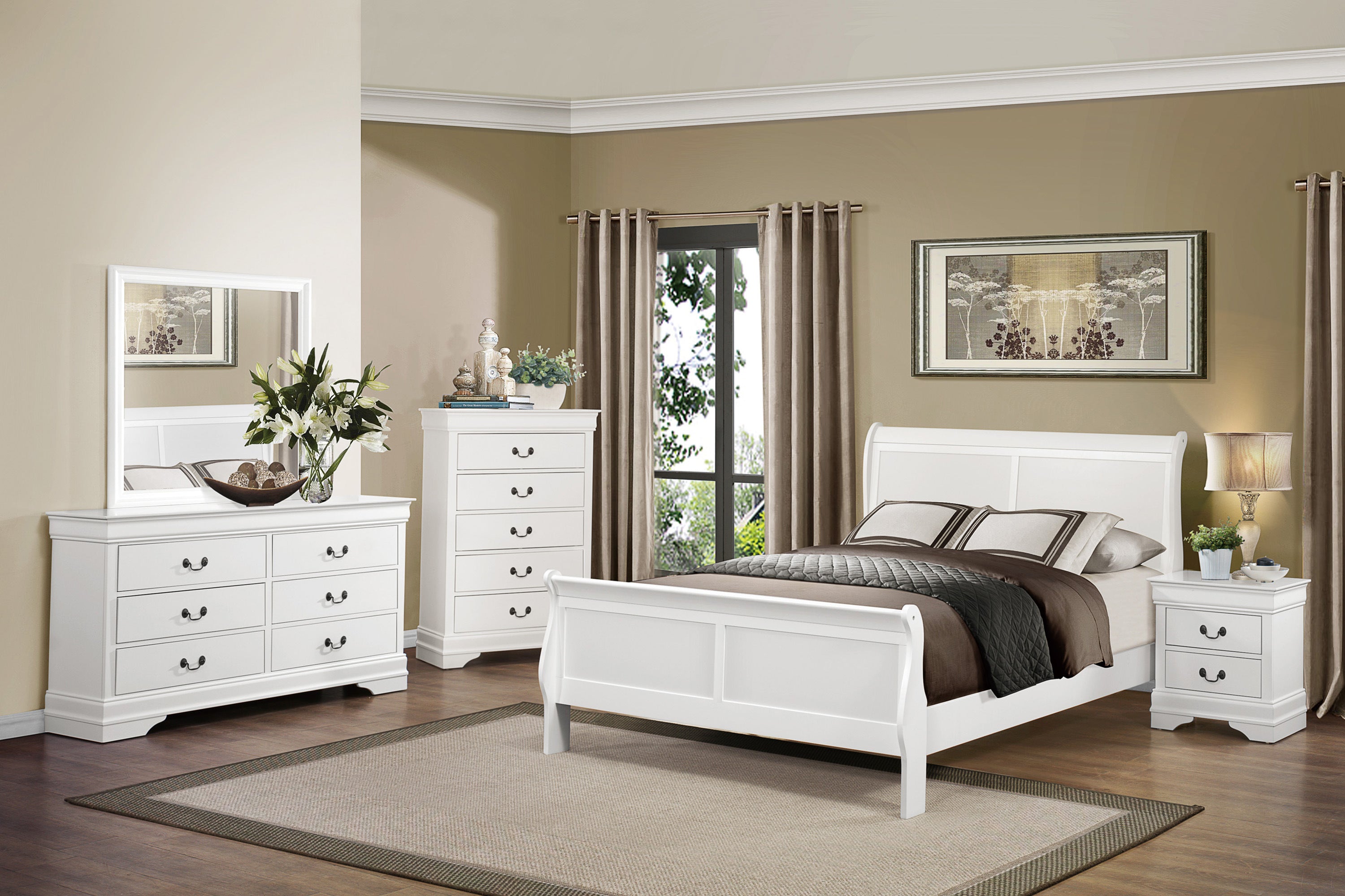 ZNTS Traditional Design White Finish 1pc Chest of 5 Drawers Antique Drop Handles Drawers Bedroom B01149270