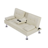ZNTS BEIGE LOVE SEAT SOFA BED WITH CUP HOLDER W58841584