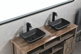 ZNTS 13.0" L -18.13" W -4" H Matte Shell Glass Rectangular Vessel Bathroom Sink in Black with Matte Black W127266259
