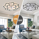 ZNTS 35Inches Ceiling Fan with Lights, Dimmable LED, Remote Control / APP Control, 6 Speeds of Wind W2009127345