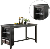 ZNTS Modern Casual 1pc Counter Height High Dining Table w Storage Shelves Gray Finish Wooden Kitchen B01164101