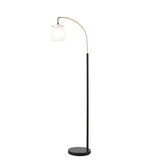 ZNTS Arched Metal Floor Lamp with Frosted Glass Shade B03596591