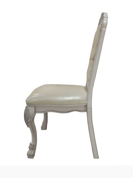 ZNTS ACME Dresden Side Chair in PU & Bone White Finish DN01696