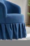 ZNTS Linen Fabric Accent Swivel Chair Auditorium Chair With Pleated Skirt For Living Room Bedroom W52768648