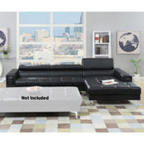 ZNTS Bonded Leather Sectional Sofa with Adjustable Headrest in Black B01682399