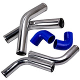 ZNTS 2.5" Universal Aluminum Intercooler Turbo Piping Pipe Kit+ Silicone Hose + Clamps 19074328