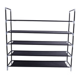 ZNTS Simple Assembly 5 Tiers Non-woven Fabric Shoe Rack with Handle Black 56072092
