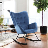 ZNTS Upholstered Rocking Chair Rocker for Living Room Bedroom, Blue W131470814