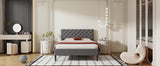 ZNTS Upholstered Linen Platform Bed, Full Size, Gray WF302184AAE