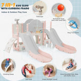 ZNTS Kids Slide Playset Structure 7 in 1, Freestanding Spaceship Set with Slide, Arch Tunnel, Ring Toss PP322884AAH