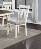 ZNTS Dining Room Furniture Set of 2 Chairs Gray Fabric Cushion Seat White Clean Lines Side Chairs B01163917