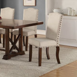 ZNTS Classic Cream Upholstered Cushion Chairs Set of 2pc Dining Chair Nailheads Solid wood Legs Dining HSESF00F1546