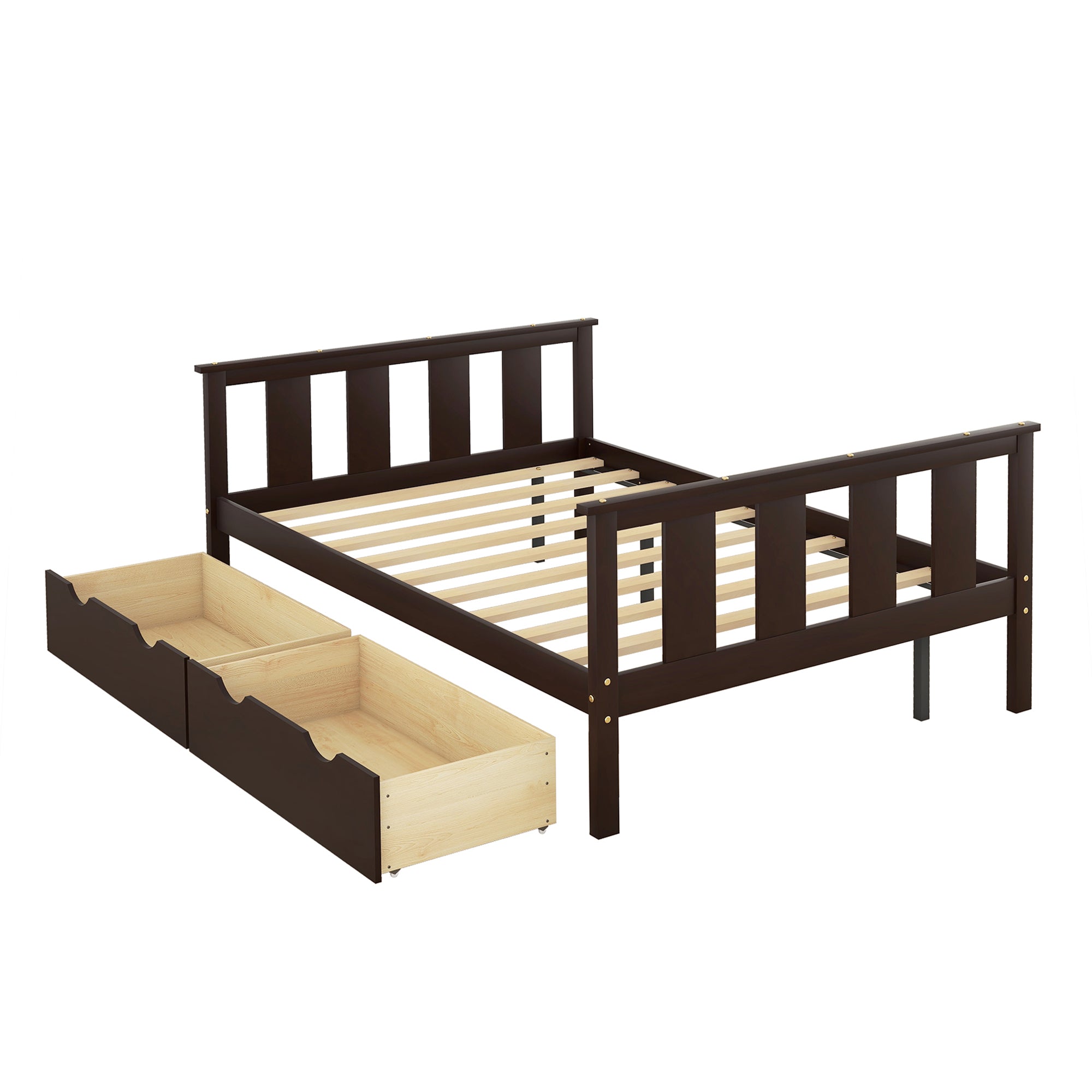 ZNTS Full Size Platform Bed Wood Bed Frame with Storage Drawers, Espresso W158068086