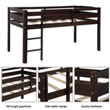 ZNTS Twin Wood Loft Bed Low Loft Beds with Ladder,Twin,Espresso WF286816AAP