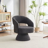 ZNTS Swivel Accent Chair Armchair, Round Barrel Chair in Fabric for Living Room Bedroom,Grey Teddy W1361127301