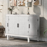 ZNTS U-Style Accent Storage Cabinet Sideboard Wooden Cabinet with Antique Pattern Doors for Hallway, WF298818AAK