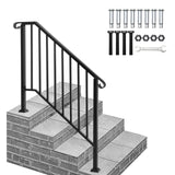 ZNTS Matte Black Outdoor 3 Level Iron Handrail 80666382