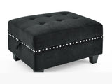 ZNTS Ottoman for Modular Sectional,Black Velvet W48734863