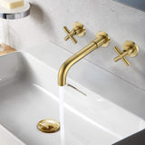 ZNTS Bathroom Faucet Wall Mounted Bathroom Sink Faucet TH8008BG