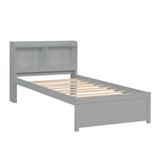 ZNTS Twin Bed with Trundle,Bookcase,Grey W50440495