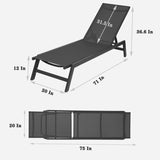 ZNTS Outdoor Chaise Lounge Chair,Five-Position Adjustable Aluminum Recliner,All Weather For 33680163