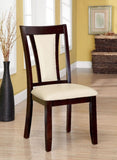 ZNTS Contemporary Set of 2 Side Chairs Dark Cherry And Ivory Solid wood Chair Padded Leatherette B01182309