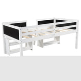 ZNTS Twin Size Low Loft Bed with Two Movable Shelves and Ladder,with Decorative Guardrail WF283286AAK