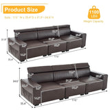 ZNTS 306*96*83cm Retro Pu 26cm Fully Detachable Armrests Three-Seater With Side Pockets Full Pull Points 47785658