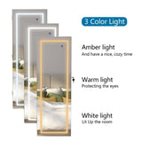 ZNTS Full Wooden Wall Mounted 4-Layer Shelf With Inner 3-Color LED Light Jewelry Storage 05972429