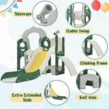 ZNTS Toddler Slide and Swing Set 5 in 1, Kids Playground Climber Slide Playset with Telescope, PP321359AAL