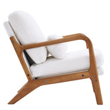 ZNTS Oak Armrest Oak Upholstered Teddy Velvet Single Lounge Chair Indoor Lounge Chair Off-White 86558751