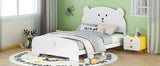 ZNTS Full Size Wood Platform Bed with Bear-shaped Headboard and Footboard,White WF307088AAK