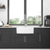 ZNTS Smallhouse Sink -24 inch Kitchen Sink White Apron-Front Ceramic Single Bowl Small Reversible W124352748