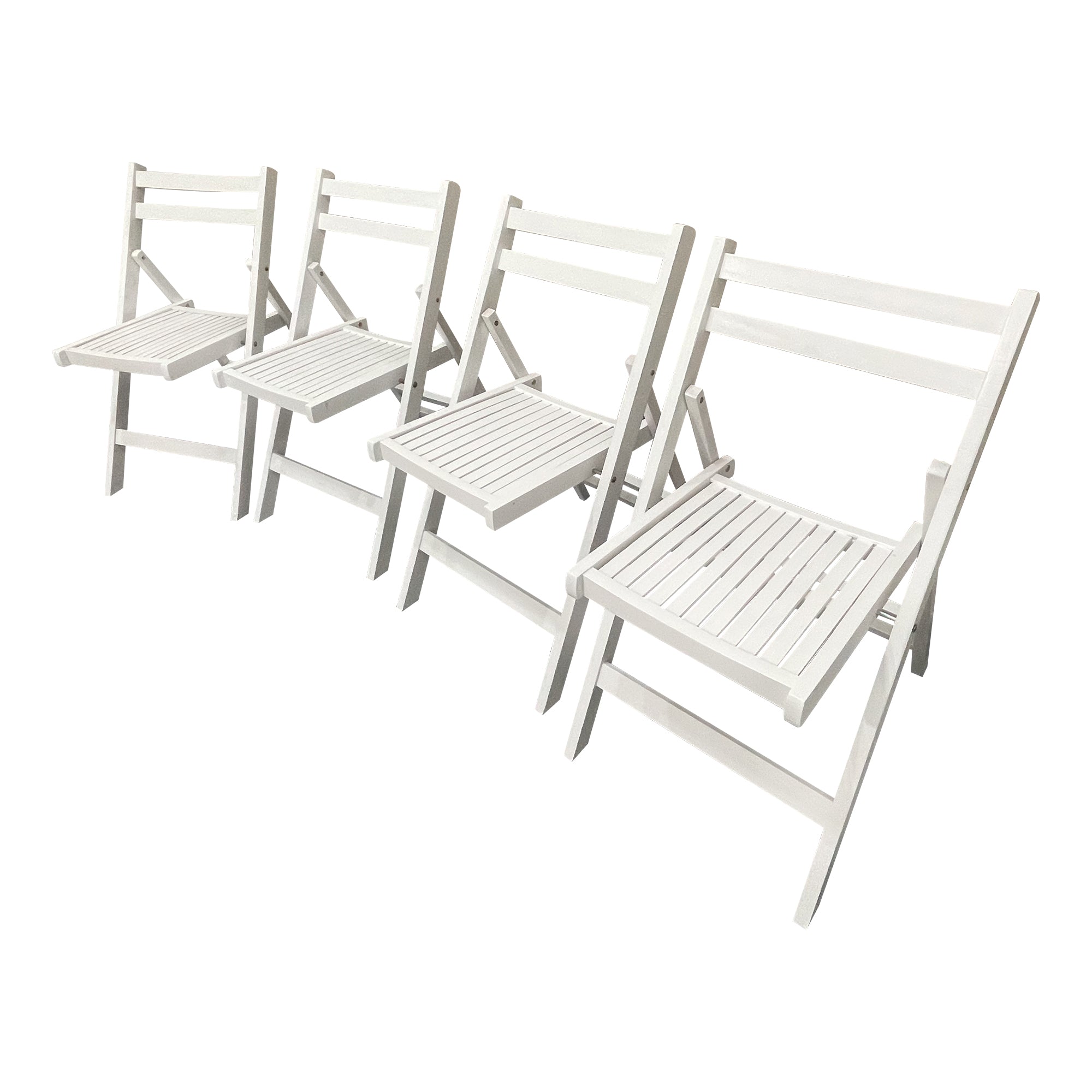 ZNTS Furniture Slatted Wood Folding Special Event Chair - White, Set of 4, FOLDING CHAIR, FOLDABLE STYLE W49532961