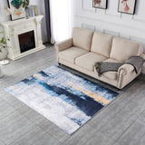 ZNTS ZARA Collection Abstract Design Gray Blue Yellow Machine Washable Super Soft Area Rug B03068251