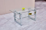 ZNTS W 39.4" X D 19.7 " X H 17.7" Transparent tempered glass coffee table, coffee table W100535591