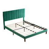 ZNTS Queen Size Platform Bed with Upholstered Headboard and Slat Support, Heavy Duty Mattress Foundation, W1793115349